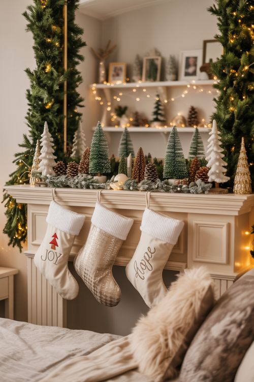 Christmas Bedroom Decor Ideas – Windows, Mantels & Shelves Holiday Styling