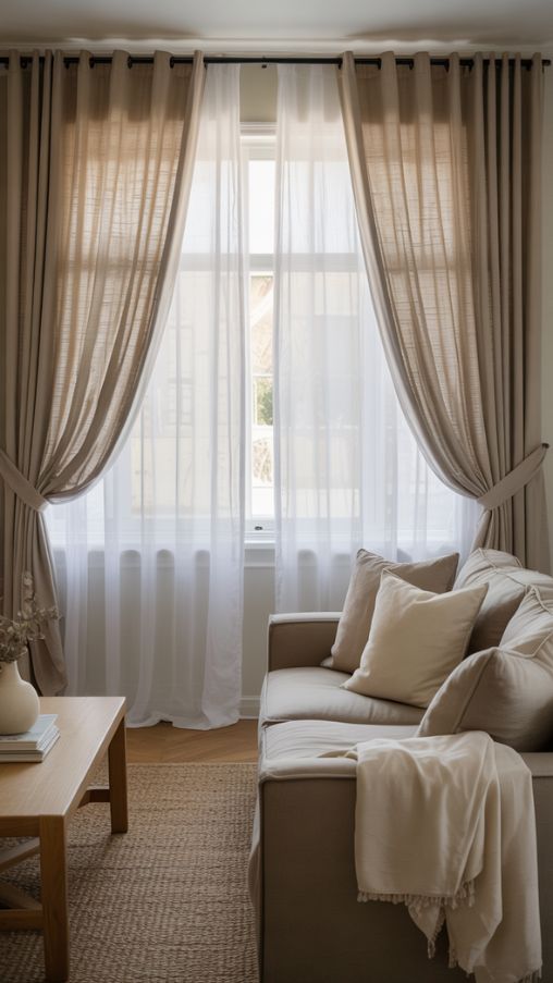 Curtains and Window Treatments for a Neutral Living Room