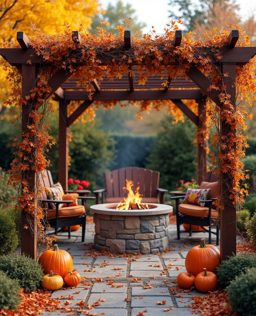 DIY Pergola Fire Pit Ideas That Are So Easy, You'll Want to Start Right Now! (Check Out #20!) - 19. Pergola with Seasonal Decor