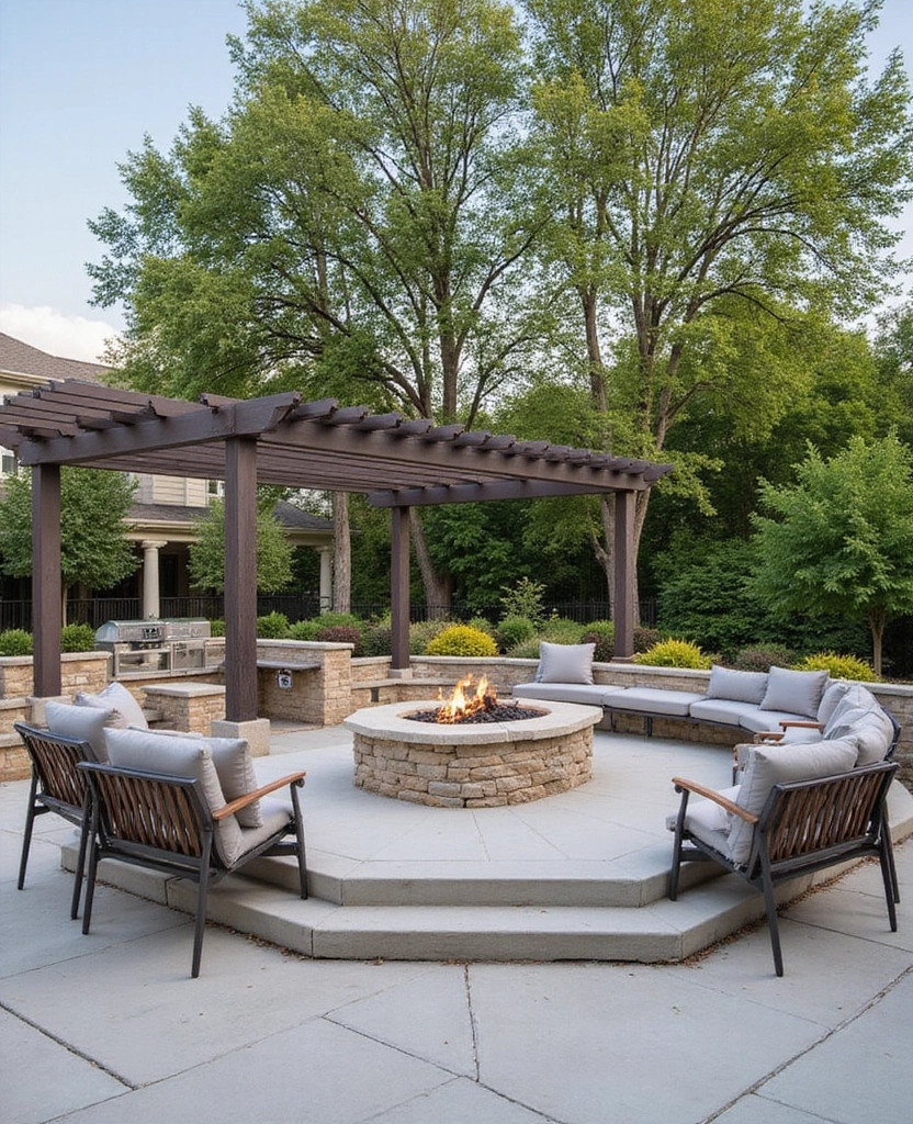 DIY Pergola Fire Pit Ideas That Are So Easy, You'll Want to Start Right Now! (Check Out #20!) - 13. Built-in Fire Pit with Seating