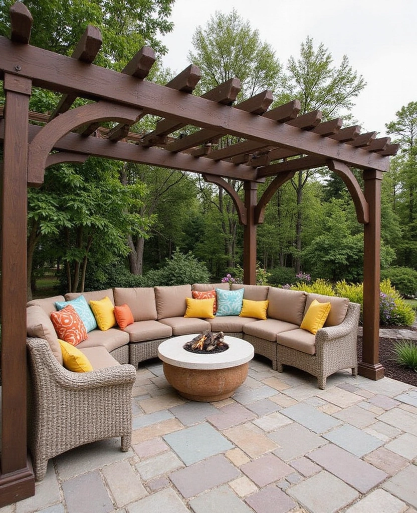 DIY Pergola Fire Pit Ideas That Are So Easy, You'll Want to Start Right Now! (Check Out #20!) - 6. Pergola with Built-in Seating