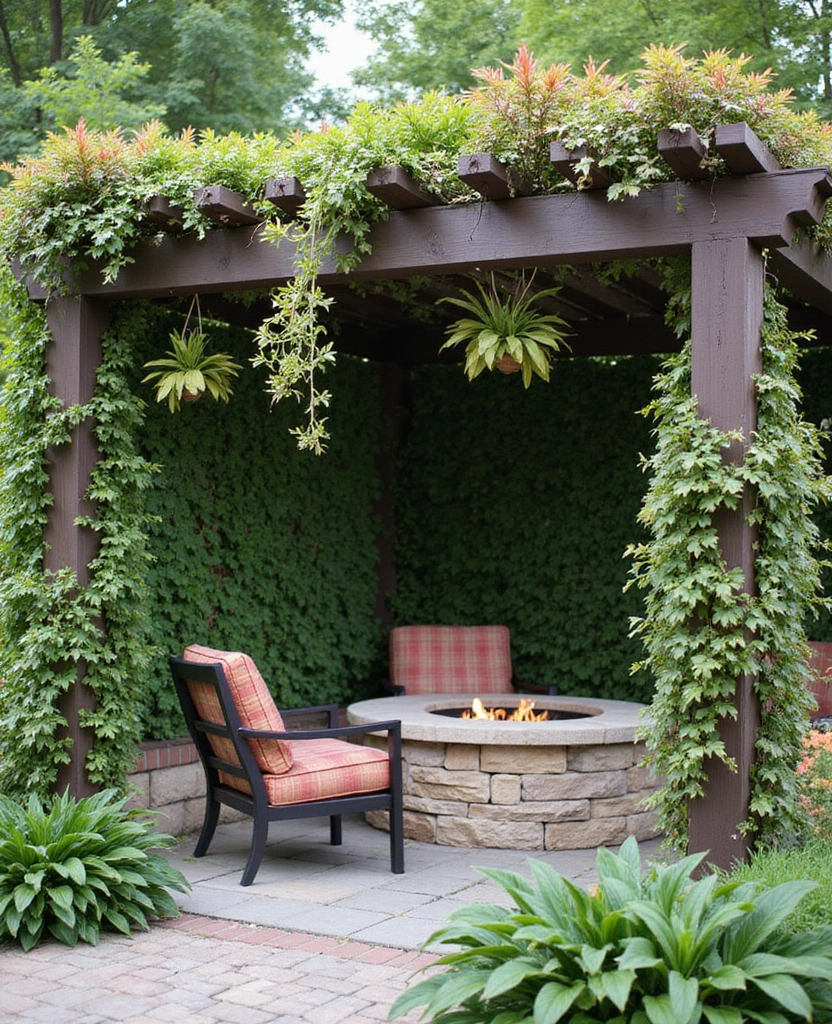 DIY Pergola Fire Pit Ideas That Are So Easy, You'll Want to Start Right Now! (Check Out #20!) - 7. Pergola with Vertical Garden