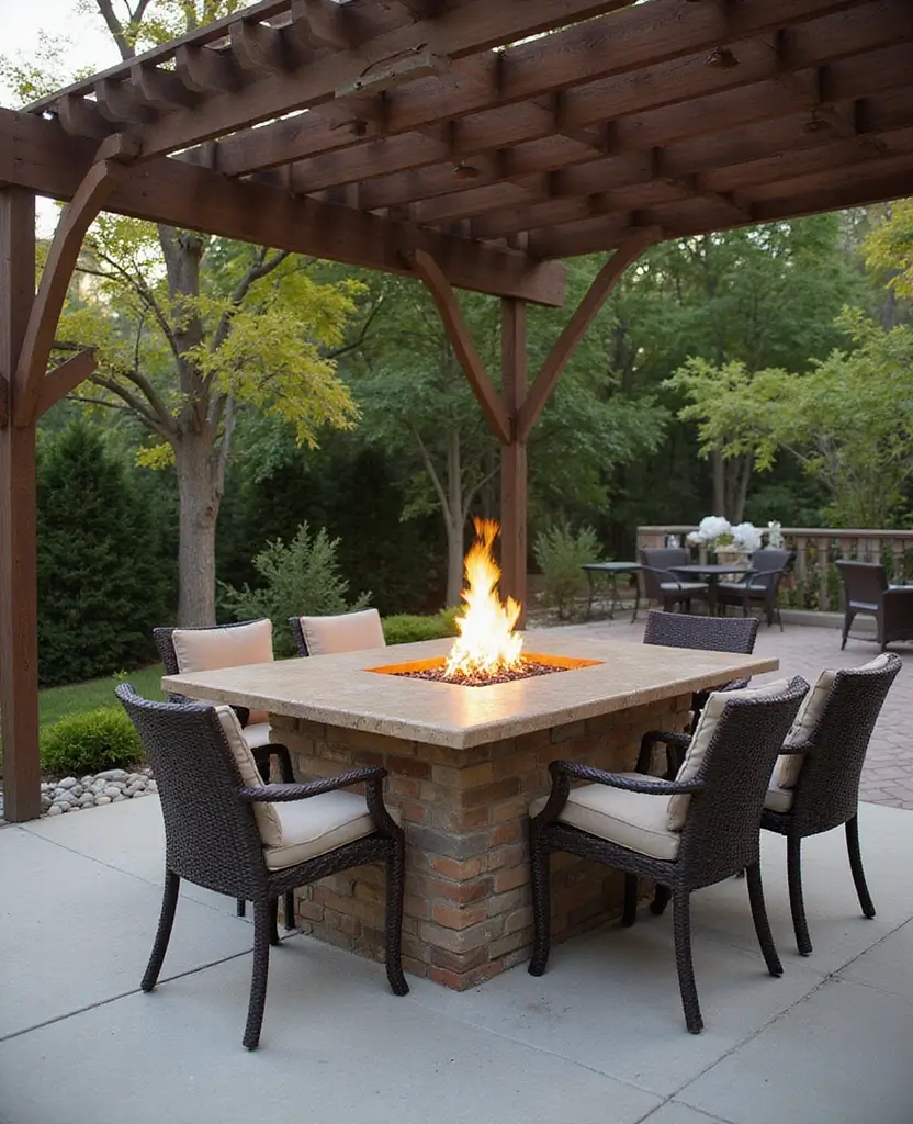 DIY Pergola Fire Pit Ideas That Are So Easy, You'll Want to Start Right Now! (Check Out #20!) - 10. Combo Fire Pit Table and Pergola