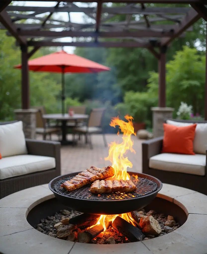 DIY Pergola Fire Pit Ideas That Are So Easy, You'll Want to Start Right Now! (Check Out #20!) - 17. Fire Pit with a Grill Top