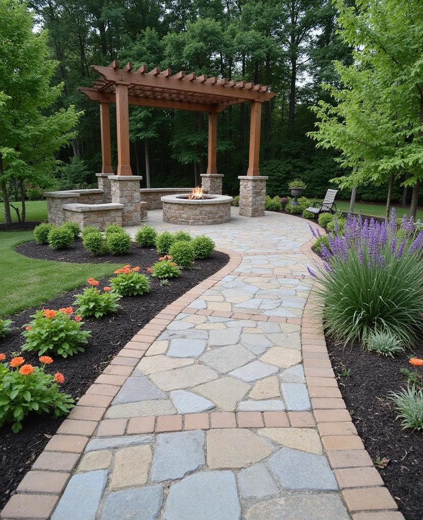 DIY Pergola Fire Pit Ideas That Are So Easy, You'll Want to Start Right Now! (Check Out #20!) - 16. Pergola with Natural Stone Pathway