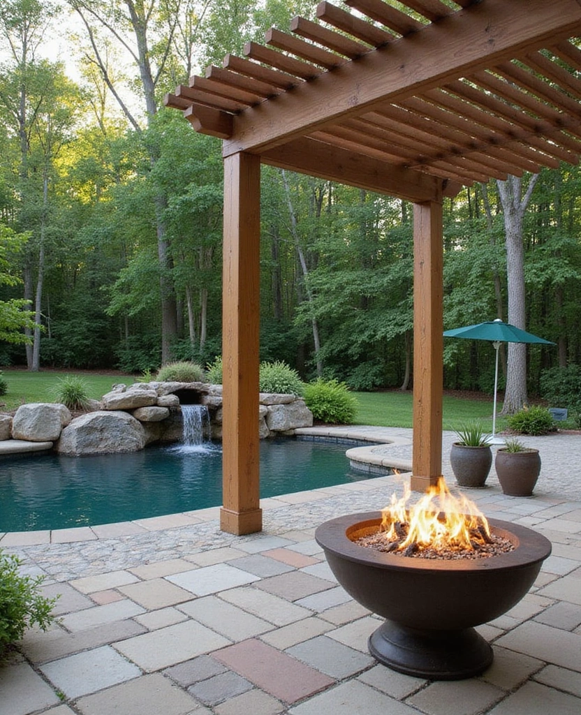DIY Pergola Fire Pit Ideas That Are So Easy, You'll Want to Start Right Now! (Check Out #20!) - 18. Pergola with a Water Feature