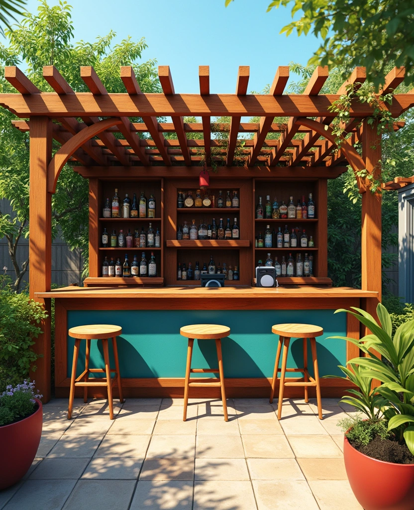 DIY Pergola Fire Pit Ideas That Are So Easy, You'll Want to Start Right Now! (Check Out #20!) - 11. Pergola with an Outdoor Bar
