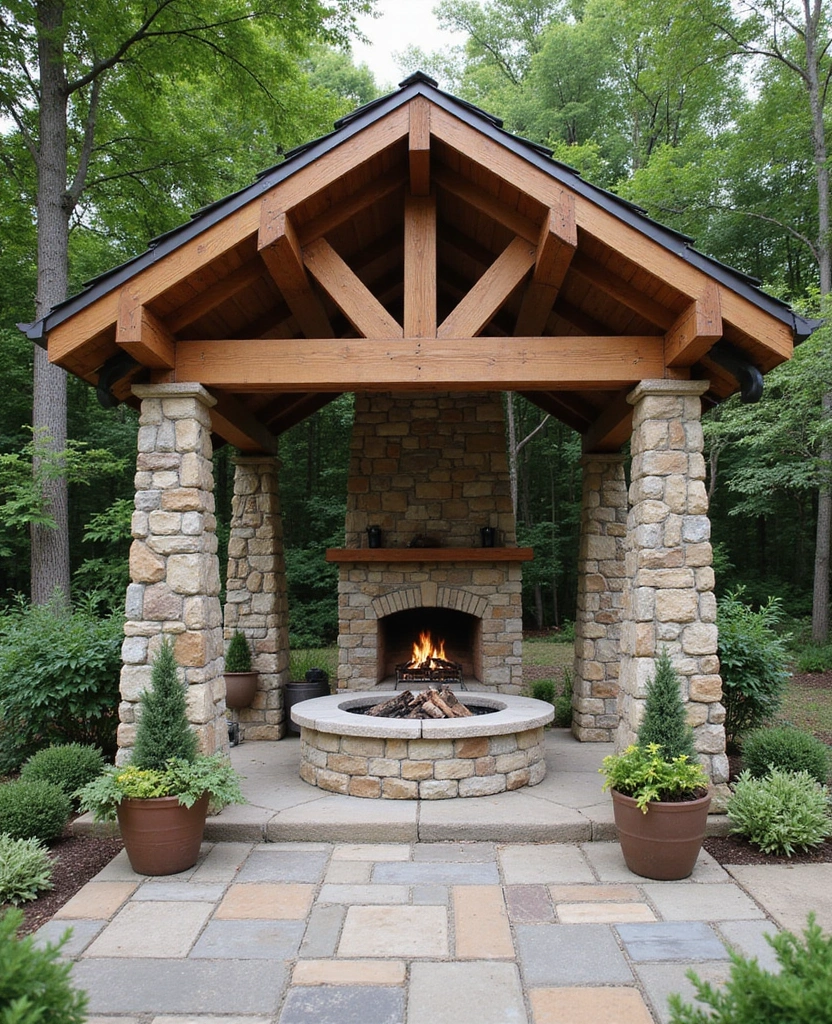 DIY Pergola Fire Pit Ideas That Are So Easy, You'll Want to Start Right Now! (Check Out #20!) - 5. DIY Stone Pergola