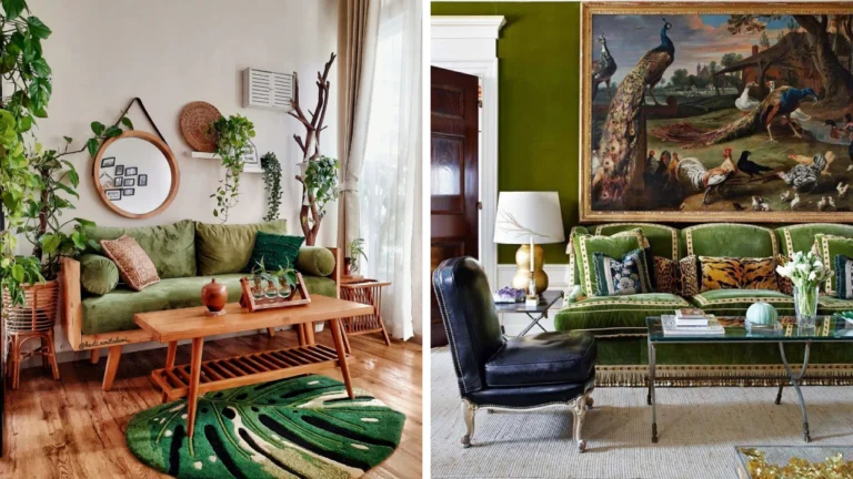 32 stunning living room ideas with green sofa for a trendy space